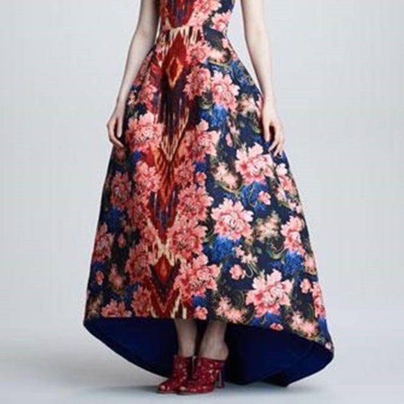 OSCAR DE LA RENTA FLORAL PRINT SIZE 2 SILK GOWN - Picture 6 of 9